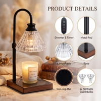 Lampe à bougie sans flamme à 4 modes avec base carrée en marbre et noyer, avec minuterie, pour la décoration intérieure et les cadeaux – Prix fabricant