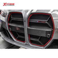 Grille avant supérieure centrale en fibre de carbone sèche XTREME style CSL avec accents rouges pour BMW G80 G81 M3 G82 G83 M4