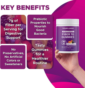 Gomitas de Fibra Prebiótica Natural Certificada GMP 7G a Base de Plantas, Favorecen la Salud Digestiva, Nutren las <span class=keywords><strong>Bacterias</strong></span> Beneficiosas del Intestino - Product Image 2