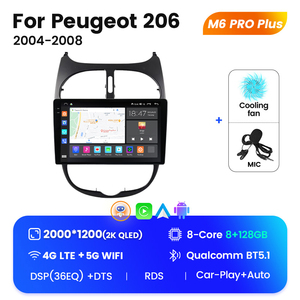 Mekede M6โปรสำหรับวิทยุในรถยนต์ระบบ Android เครื่องเล่นวิดีโอมัลติมีเดียสเตอริโอระบบนำทาง <span class=keywords><strong>GPS</strong></span> สำหรับ Peugeot 206 2004 2008 - Product Image 5