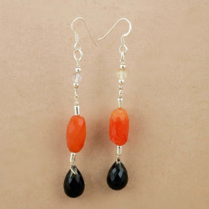 Pendientes de Gota con Cuentas Negras Coral de Art Palace, Pendientes de Gancho Plateados de Estilo Clásico para Uso Diario de Mujer - Product Image 1