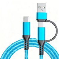 Kabel Data & Pengisian Daya 2-in-1 Pd 60w Dual-port Usb + Type C ke Type-c Berbahan Kain Kepang untuk Ponsel 17 16 15