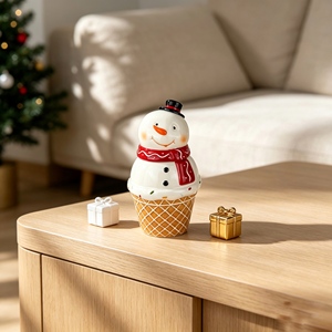 Figurine de Père Noël en céramique avec cadeau et cloche, décoration de Noël pour la <span class=keywords><strong>maison</strong></span>, ornement de table pour les fêtes - Product Image 6