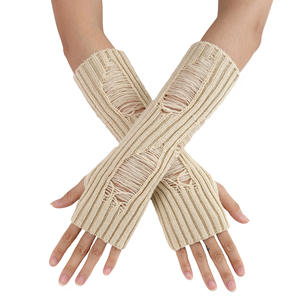 Femmes Automne Hiver <span class=keywords><strong>Gants</strong></span> sans doigts tricotés creux <span class=keywords><strong>Gants</strong></span> chauds <span class=keywords><strong>longs</strong></span> Mode <span class=keywords><strong>mi</strong></span>-<span class=keywords><strong>longs</strong></span> - Product Image 5