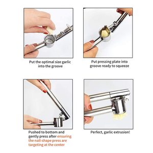 Picadora y trituradora de ajos, prensa de ajo de acero inoxidable 304 para cocina con mango y pelador, fácil de exprimir, a prueba de óxido - Product Image 3