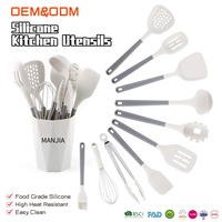 Manjia Antidérapant Gros Grand Résistant À La Chaleur Chef Cuisine Ustensiles De Cuisine Ensemble No Stick Pot Silicone Ustensiles De Cuisine Ensemble