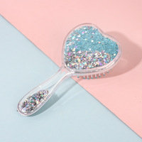 Brosse à cheveux démêlante transparente en plastique miniature confortable et mignonne avec paillettes de dessin animé pour enfants Gmagic
