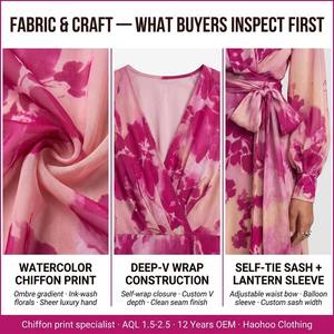 <span class=keywords><strong>Abito</strong></span> <span class=keywords><strong>Lungo</strong></span> Maxi da Donna con Stampa Floreale Personalizzata in Chiffon, Scollo <span class=keywords><strong>a</strong></span> V Profondo, Annodabile, Maniche Lunghe <span class=keywords><strong>a</strong></span> <span class=keywords><strong>Palloncino</strong></span> - Produttore OEM all'Ingrosso - Product Image 2