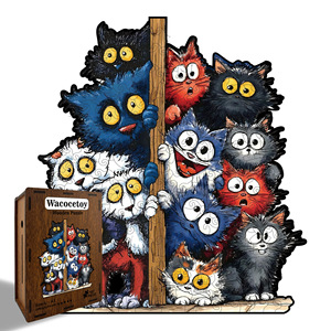 Rompecabezas de Madera Wacocetoy de 187 Piezas, Tamaño A3, Diseño de Gato con Forma Especial, Nivel de Dificultad Alto para Adultos - Product Image 1
