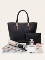 Set Tas Tote 2-in-1 Wanita - Tas Tangan Kulit Premium dengan Kantong Resleting Senada, Desain Aksen Emas
