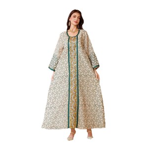 SW021 Vestido de malla de moda de mujer musulmana occidental modesto Abaya modesto para otoño Estilo de Oriente Medio Comercio transfronterizo para Amazo - Product Image 5