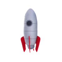 Ornement suspendu en peluche fusée rétro, gris et rouge, poupée en peluche en forme de vaisseau spatial, décoration sur le thème de l'espace, cadeau pour enfants