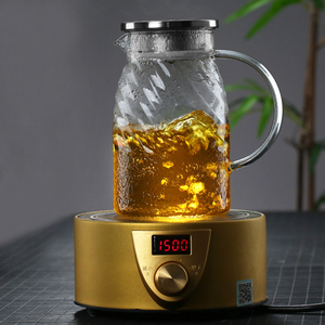 Pichet en verre à haute teneur en borosilicate 40 ans en usine Pichet à eau froide <span class=keywords><strong>Carafe</strong></span> en verre style grain ondulé Capacité de 1100ml - Product Image 6