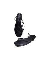 Fabricant de mode vente en gros pas cher femmes chaussures plates bout carré créateur de mode chaussures plates sandales couleur marron/noir