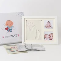 Ensemble cadeau pour nouveau-né, accessoires pour bébé, cadeau d'argile, main, pied, cadre photo, empreinte de main, souvenir en argile colorée