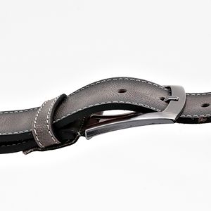 Cinturón gris de piel de vaca de alta calidad hecho a mano con hebilla de aleación inoxidable para ropa de hombre 015 longitud ajustable - Product Image 5