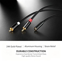 Câble audio stéréo court de 30 cm, prise jack 3,5 mm femelle, 2 connecteurs RCA mâle, boîtier en métal PVC, adaptateur pour téléphone portable, écouteurs