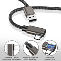 VR Link Cable USB C Cable USB tipo C de ángulo recto de 90 grados para Oculus Quest 2 Cable de carga y datos de alta velocidad para auriculares VR