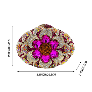 Women 3D Floral Gemstone Evening Bag Chic Rhinestone Wedding Clutch <b>Purse</b> Cocktail Prom Handbag with Removable Chain - Product Image 5