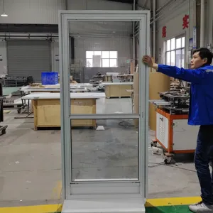 The outlet storm door with half view tempered glass with screen window, aluminum frame