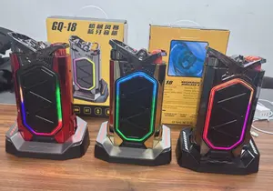 Speaker Karaoke Mini GQ-18 keluaran baru 2024 Speaker nirkabel portabel Mini keluarga dengan mikrofon nirkabel lampu RGB kartu TF