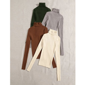 Tinta unita maniche lunghe <span class=keywords><strong>donna</strong></span> <span class=keywords><strong>dolcevita</strong></span> sottile maglieria Cashmere lana <span class=keywords><strong>cotone</strong></span> morbido maglione Pullover lavorato a maglia da <span class=keywords><strong>donna</strong></span> - Product Image 2