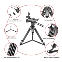 Système de trépied de caméscope professionnel à tête fluide pour enregistrement de caméra vidéo avec épandeur de sol et doubles poignées