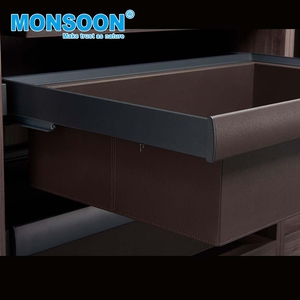 Boîtes de rangement coulissantes pour tiroirs de placard, en alliage d'aluminium, avec panier de rangement dissimulé en cuir pour armoire - Product Image 2