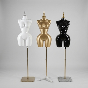 Maniquí de Plástico Ajustable para la Parte Superior del Cuerpo, Estilo Brasileño BBL, con Acabado Dorado, Torso Curvilíneo, Pechos <span class=keywords><strong>Grandes</strong></span>, Trasero Grande, para Exhibición de Ropa - Product Image 1