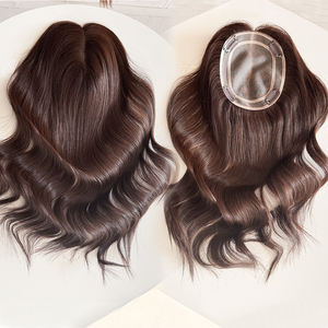 ท็อปเปอร์ผมแท้สีน้ำตาลเข้มแบบดิบ รัสเซีย  ฐานโมโน 5x6  ท็อปเปอร์ผมแท้สำหรับผู้หญิง พร้อมส่ง - Product Image 1