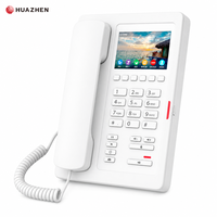 Téléphone d'hôtel H5W blanc pour chambre d'hôtes, téléphone IP WiFi avec écran couleur de 3,5 pouces, 6 touches de numérotation rapide, 2 lignes SIP, PoE