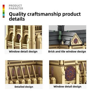 Jouet éducatif Wange Cathédrale de Notre-Dame de <span class=keywords><strong>Paris</strong></span> en plastique ABS, blocs de construction compatibles, modèle d'assemblage à petites particules - Product Image 3