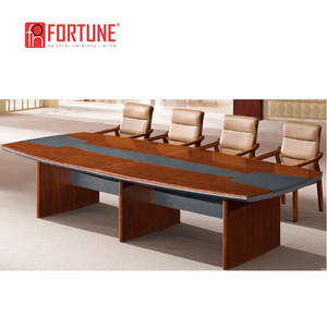 3D Renderding Kích Thước Lớn Văn Phòng Gỗ 14 Người Hình Bầu Dục Hình Tròn Bàn Hội Nghị - Product Image 3