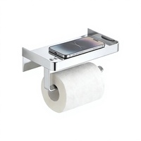 Accessoires de salle de bain en acier inoxydable, support pour téléphone portable, étagère, porte-serviettes, porte-papier toilette