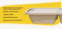 Premium kwaliteit maïszetmeel PP biologisch afbreekbare wegwerpmaaltijddoos deksel 650ml 750ml dubbele compartimenten voedselcontainer aangepaste logo