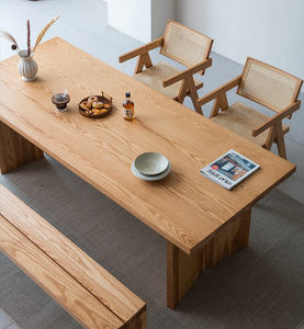 Bàn ăn gỗ sồi trắng Bắc Mỹ nguyên khối, thiết kế hiện đại Bắc Âu, nội thất phòng ăn cho nhà ở, văn phòng, khách sạn, căn hộ. - Product Image 4