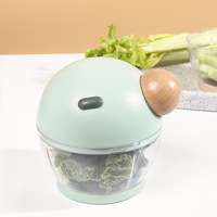 Handmatige plastic knoflook- en vleesmolen, mini huishoudelijke groentesnijder, gember-knoflookhakker, babyvoedselblender, roestvrij staal