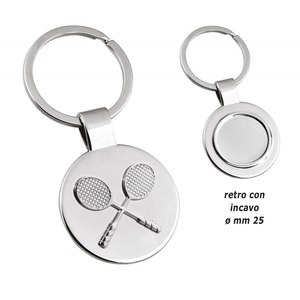 Llavero Metálico Personalizado con Soporte para Monedas y Mosquetón, Diseño Hueco de Tenis, Impresión Offset, Material de Latón y Aleación - Product Image 1