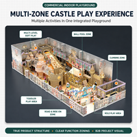Aire de jeux intérieure personnalisée en aluminium et métal sur le thème du château, avec zones d'activités pour tout-petits et familles, pour centres commerciaux et gymnases