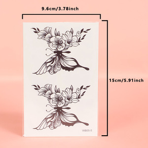 WB 5 fogli/borsa <span class=keywords><strong>farfalla</strong></span> lunga durata <span class=keywords><strong>tatuaggio</strong></span> adesivi di bellezza <span class=keywords><strong>fiore</strong></span> eco-friendly impermeabile corpo temporaneo effimero <span class=keywords><strong>tatuaggio</strong></span> - Product Image 6