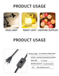 Kabel Daya ekstensi lampu steker AS dengan 303 /304 /317 sakelar kaki Rocker untuk lampu meja - Product Image 6