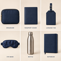 Kit Cadeau d'Affaires Personnalisé avec Logo : Organisateur, Housse de Passeport, Étiquette de Bagage, Masque de Nuit, Bouteille, Carnet – Fournisseur de Cadeaux d'Entreprise