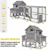 Grand poulailler en bois avec enclos, abri extérieur résistant aux intempéries avec nichoir, pour volailles de jardin, poulets et canards