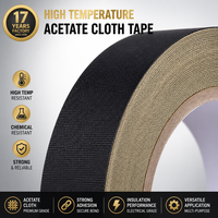 Ruban en tissu acétate avec adhésif acrylique, imperméable, découpé sur mesure, simple face, pour masquage et isolation, largeur personnalisée