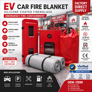 Manta Ignífuga de Fibra de Vidrio para Emergencias en Automóviles, para Transporte y Seguridad de Vehículos, Cubierta Ignífuga con Revestimiento de Silicona - Product Image 1