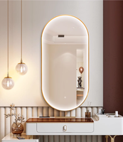 Miroir de salle de bain ovale LED moderne anti-buée avec variateur d'intensité et interrupteur tactile, à suspendre, pour salon et hôtel, avec grossissement