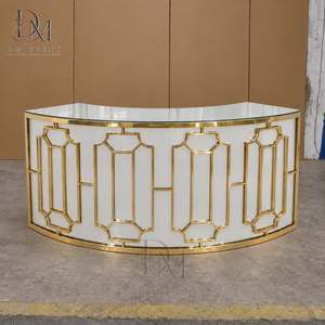 Barra de Bar Redonda Plegable Grande de Acero Inoxidable Dorado Personalizada con Panel Dorado Martillado y Tapa de Vidrio Templado Desmontable - Product Image 2