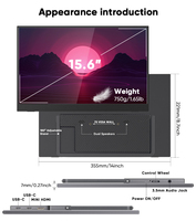 15.6 pouces 1920*1080P IPS LCD écran Portable USB moniteur pas cher écran tactile pliant pour ordinateur portable nouveau produit