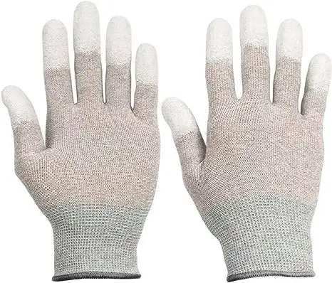 2023 Kohle faser PU Fingers pitzen Beschichtete Elektronik Anti statische ESD-Sicherheits arbeits handschuhe für den Menschen