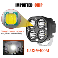 Feux de brouillard tout-terrain 12V IP68 4 LED blancs 40W pour Jeep 4x4, lampe auxiliaire LED